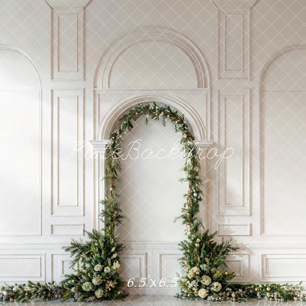 Kate Christmas Green Arch White Wall Backdrop Designed by Emetselch