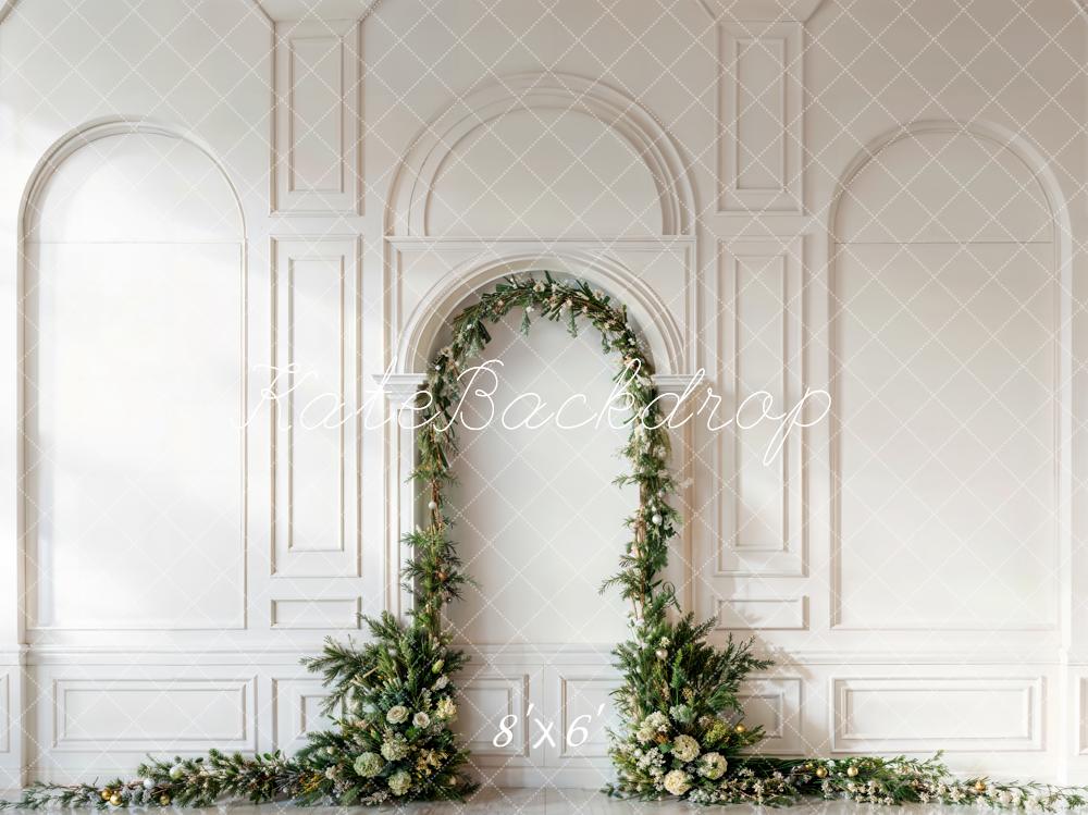 Kate Christmas Green Arch White Wall Backdrop Designed by Emetselch