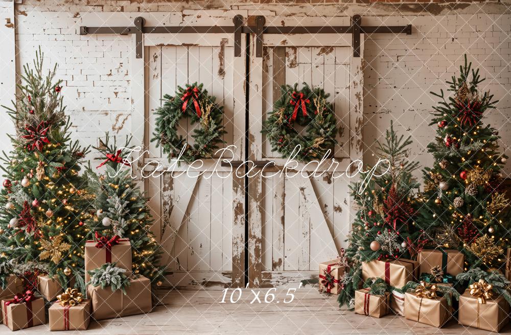 Kate Christmas Backdrop White Shabby Barn Door Designed by Emetselch