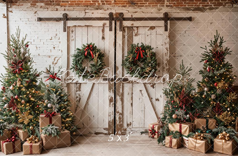 Kate Christmas Backdrop White Shabby Barn Door Designed by Emetselch