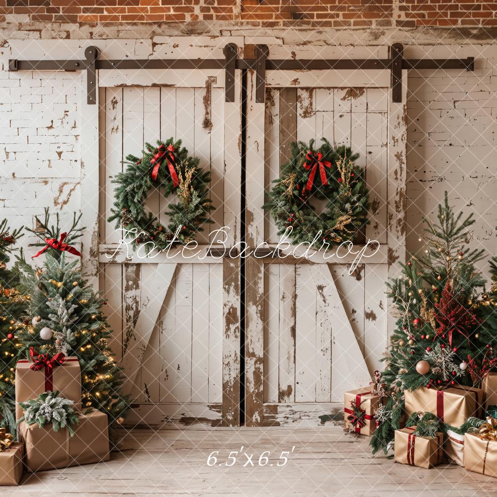 Kate Christmas Backdrop White Shabby Barn Door Designed by Emetselch