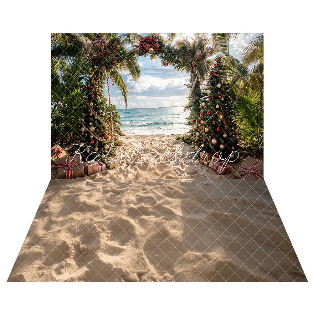 Kate Christmas Seaside Backdrop+Beach Floor Backdrop