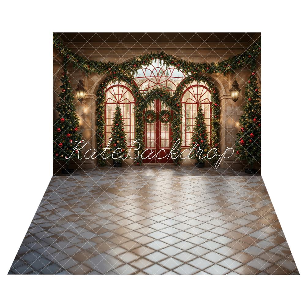 Kate Christmas Decoration Door Backdrop+Square Floor Backdrop