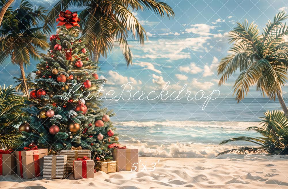 Lightning Deals-1 Kate Beach Christmas Tree Backdrop Designed by Emetselch