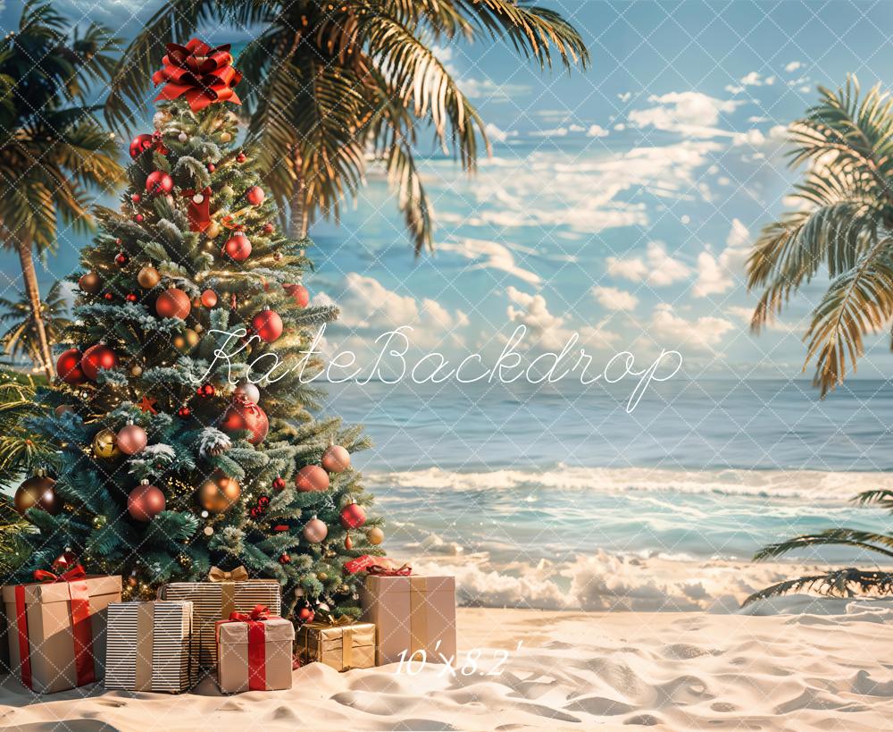 Lightning Deals-1 Kate Beach Christmas Tree Backdrop Designed by Emetselch