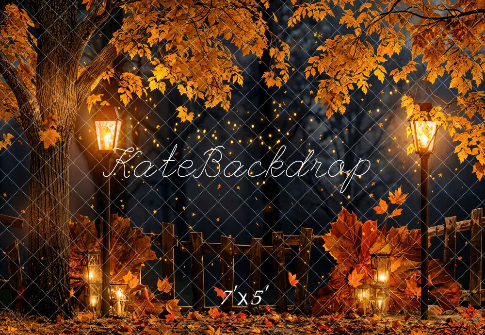 Kate Autumn Night Fallen Leaves Backdrop Designed by Chain Photography