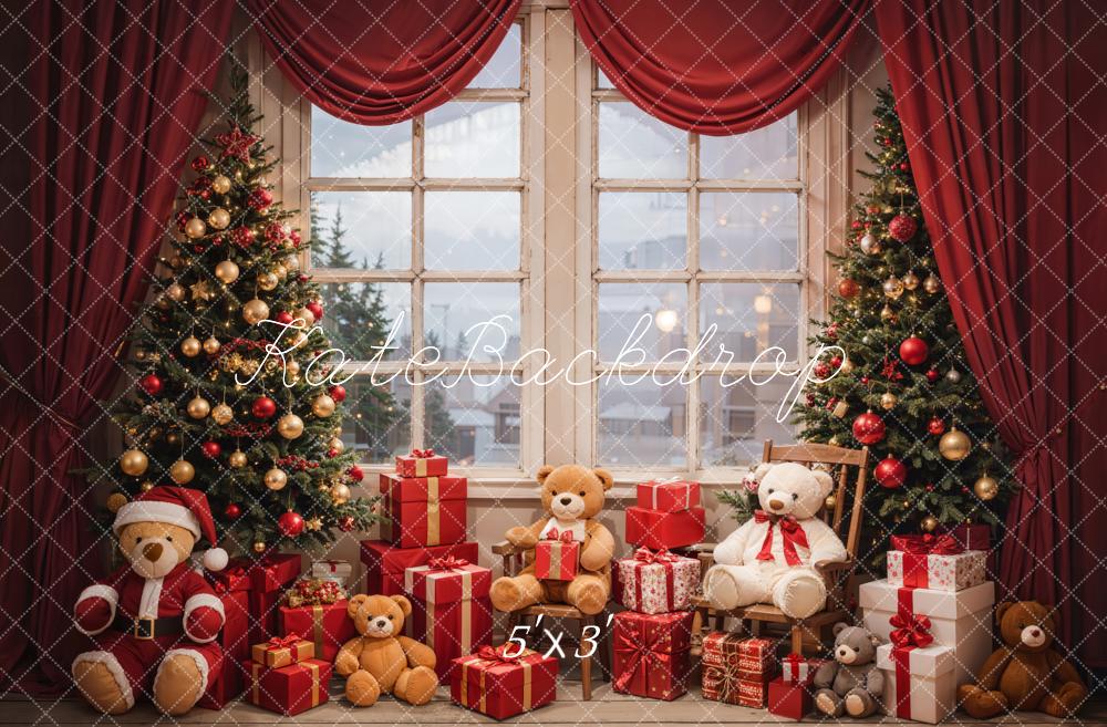 Kate Christmas Gift Bear Window Backdrop Designed by Emetselch