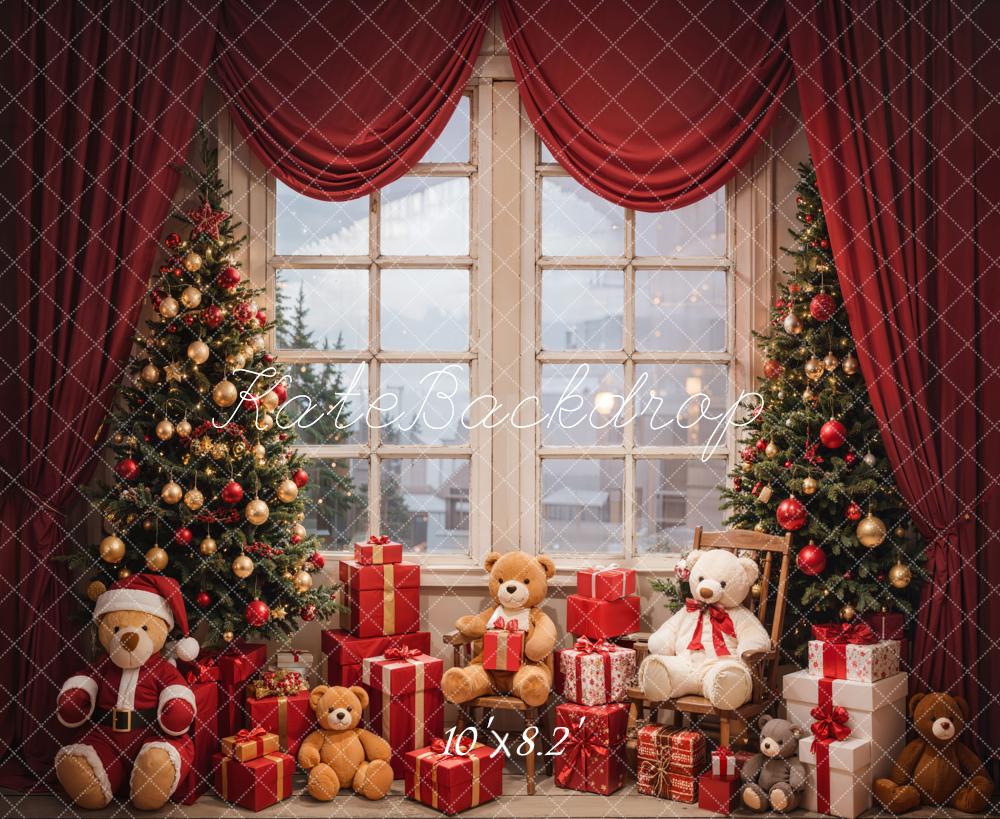 Kate Christmas Gift Bear Window Backdrop Designed by Emetselch