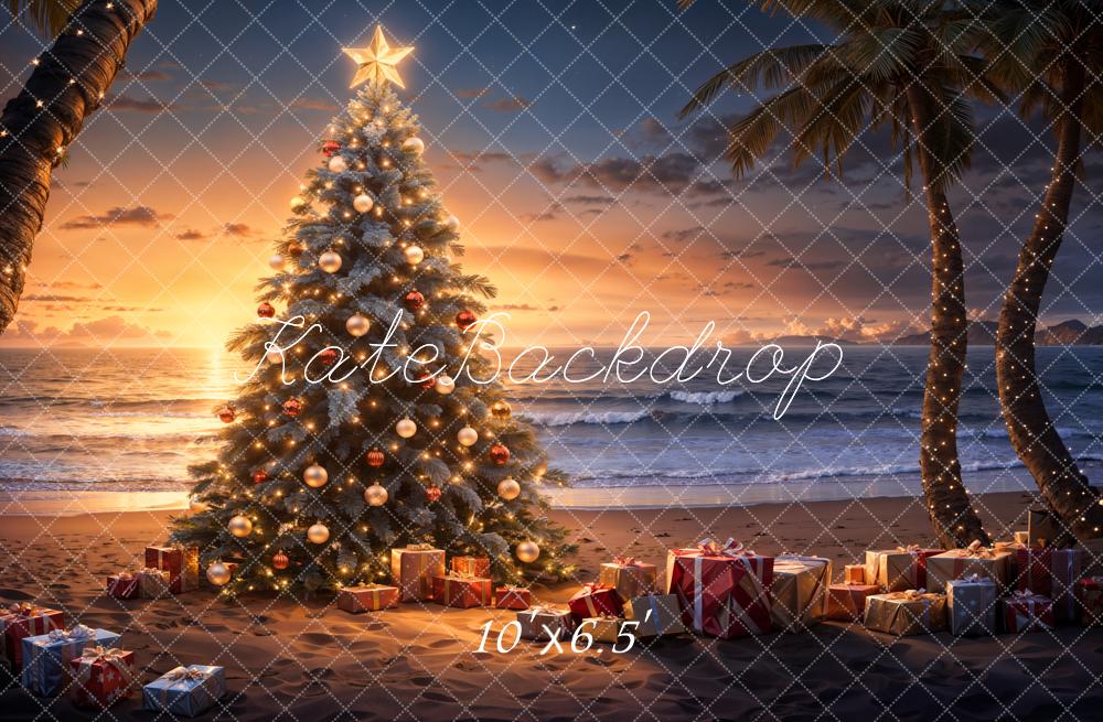 Kate Sunset Beach Christmas Backdrop Designed by Emetselch