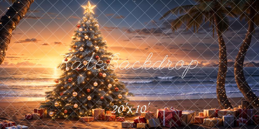 Kate Sunset Beach Christmas Backdrop Designed by Emetselch