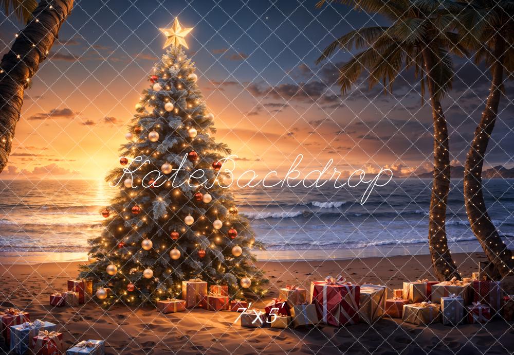 Kate Sunset Beach Christmas Backdrop for Photography