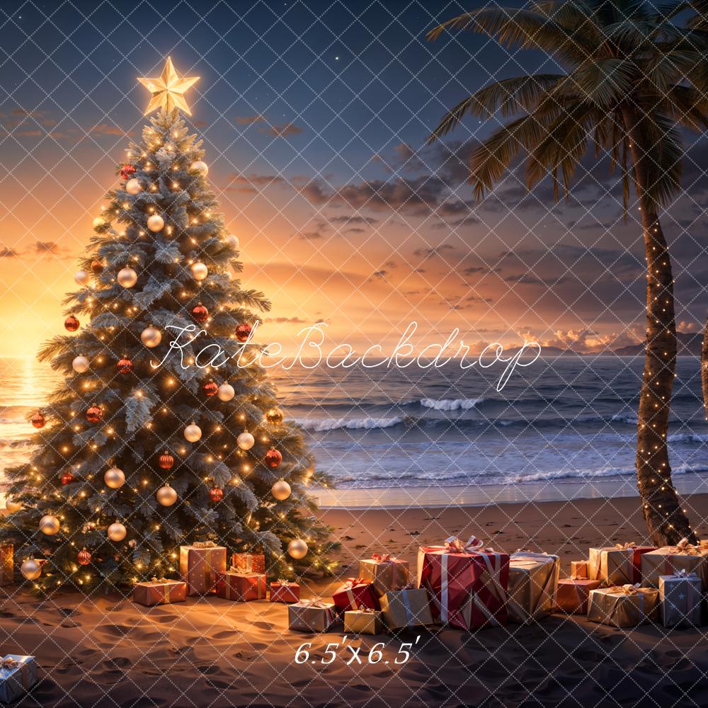 Kate Sunset Beach Christmas Backdrop Designed by Emetselch