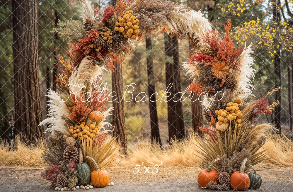 Kate Fall Boho Forest Pumpkin Arch Backdrop Designed by Emetselch