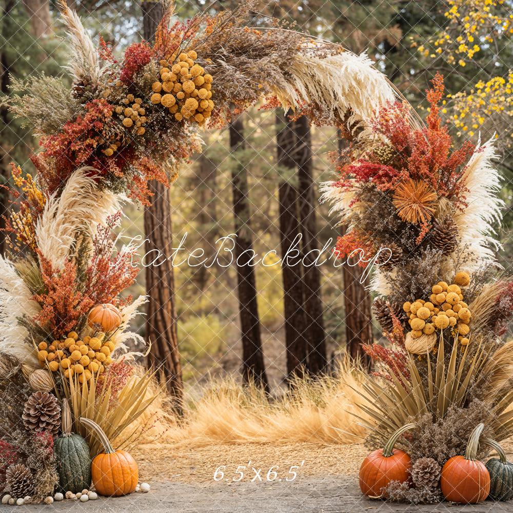 Kate Fall Boho Forest Pumpkin Arch Backdrop Designed by Emetselch