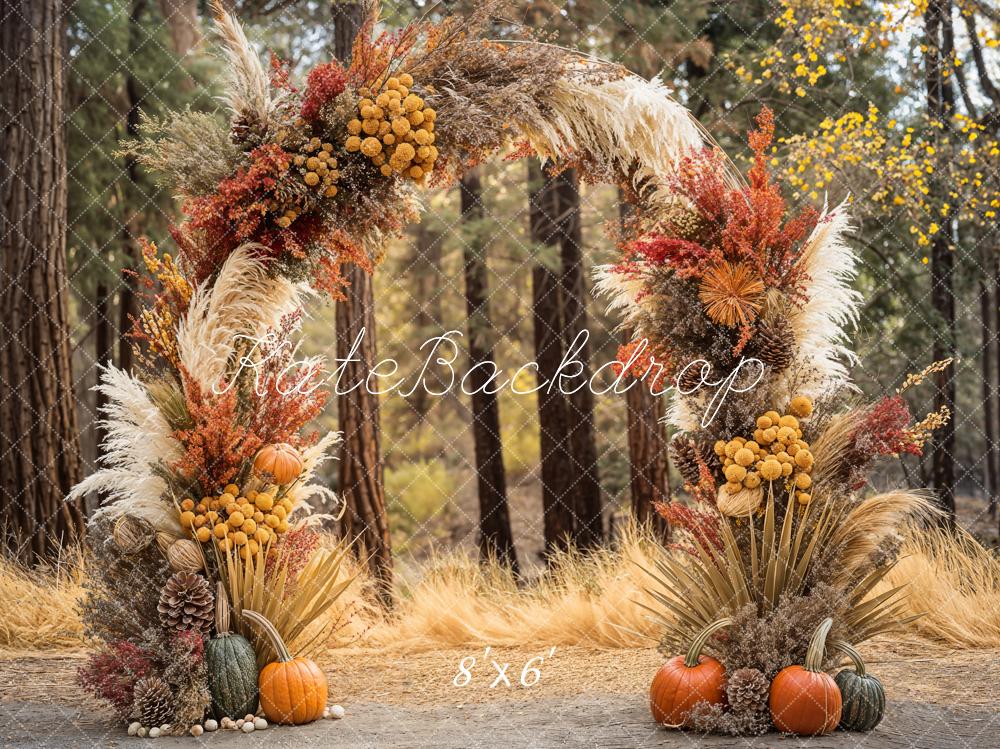 Kate Fall Boho Forest Pumpkin Arch Backdrop Designed by Emetselch