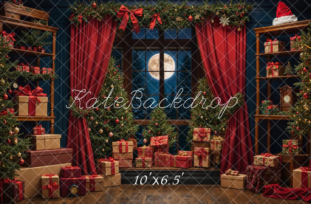 Kate Christmas Gift Night Moon Backdrop Designed by Emetselch