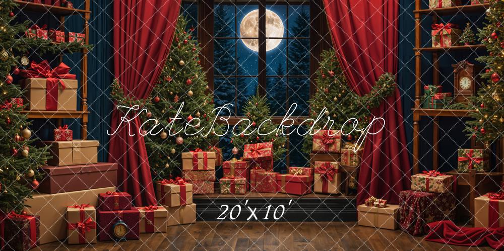 Kate Christmas Gift Night Moon Backdrop Designed by Emetselch