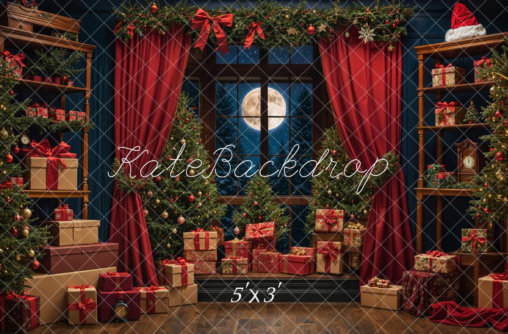 Kate Christmas Gift Night Moon Backdrop Designed by Emetselch