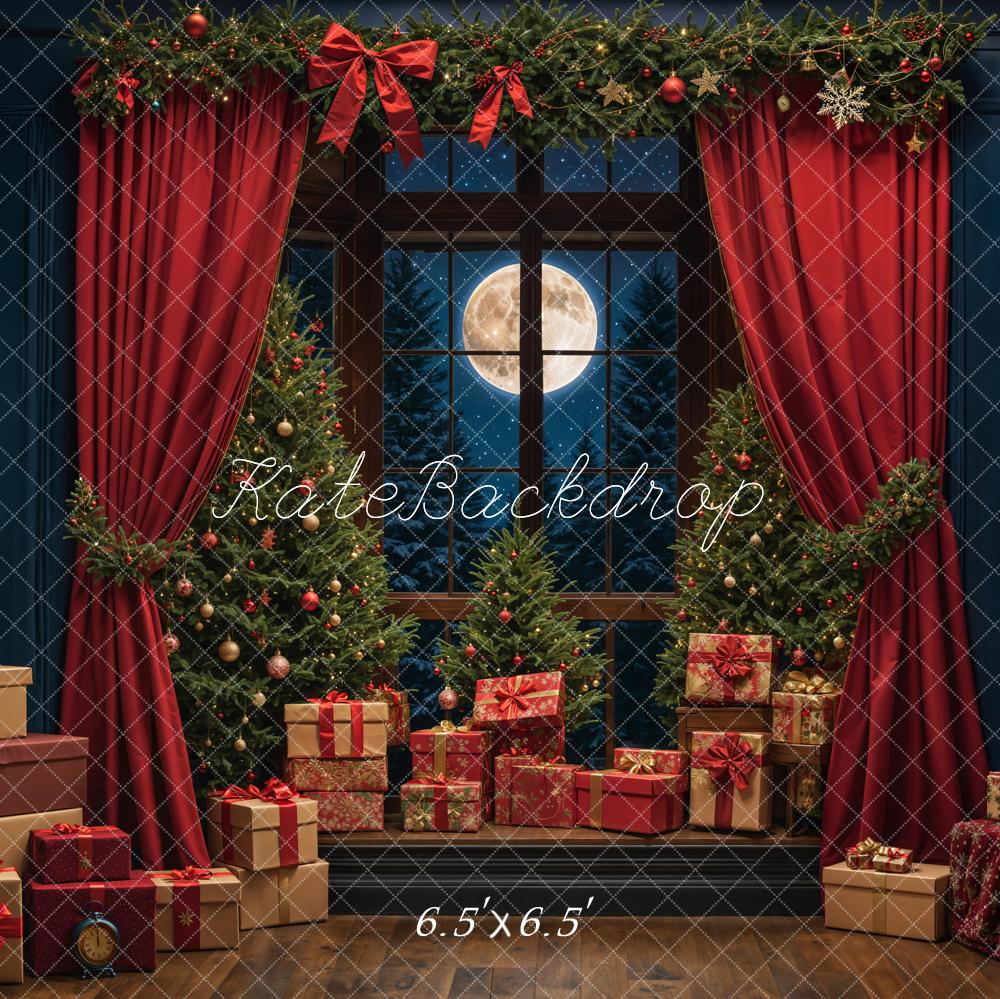 Kate Christmas Gift Night Moon Backdrop Designed by Emetselch