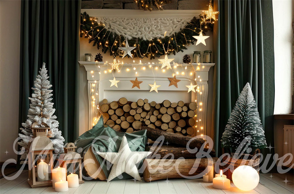 Kate Christmas Fireplace Festive Backdrop Designed by Mini MakeBelieve