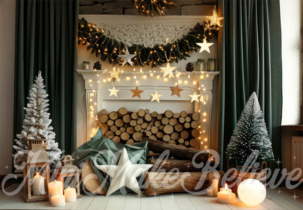 Kate Christmas Fireplace Festive Backdrop Designed by Mini MakeBelieve