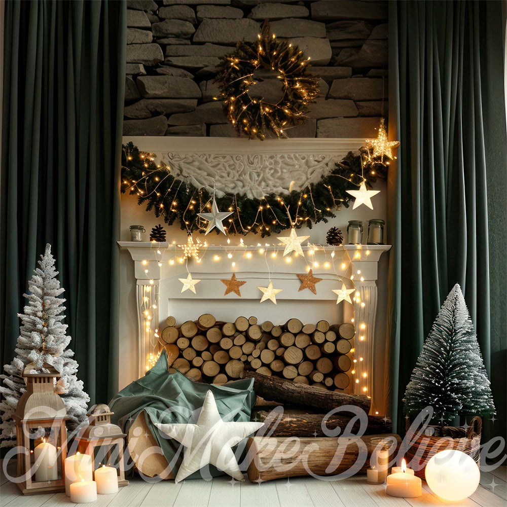 Kate Christmas Fireplace Festive Backdrop Designed by Mini MakeBelieve