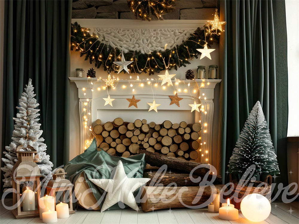 Kate Christmas Fireplace Festive Backdrop Designed by Mini MakeBelieve