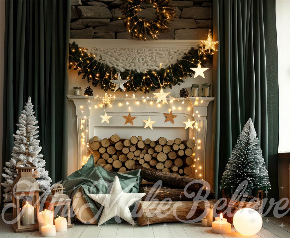 Kate Christmas Fireplace Festive Backdrop Designed by Mini MakeBelieve