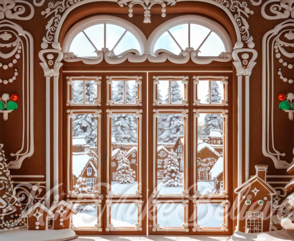 Kate Christmas Gingerbread Interior Double Doors Backdrop Designed by Mini MakeBelieve