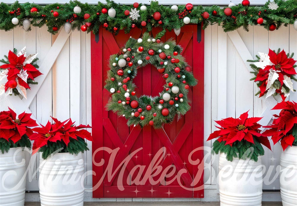 Kate Red Barn Door Backdrop Christmas Designed by Mini MakeBelieve