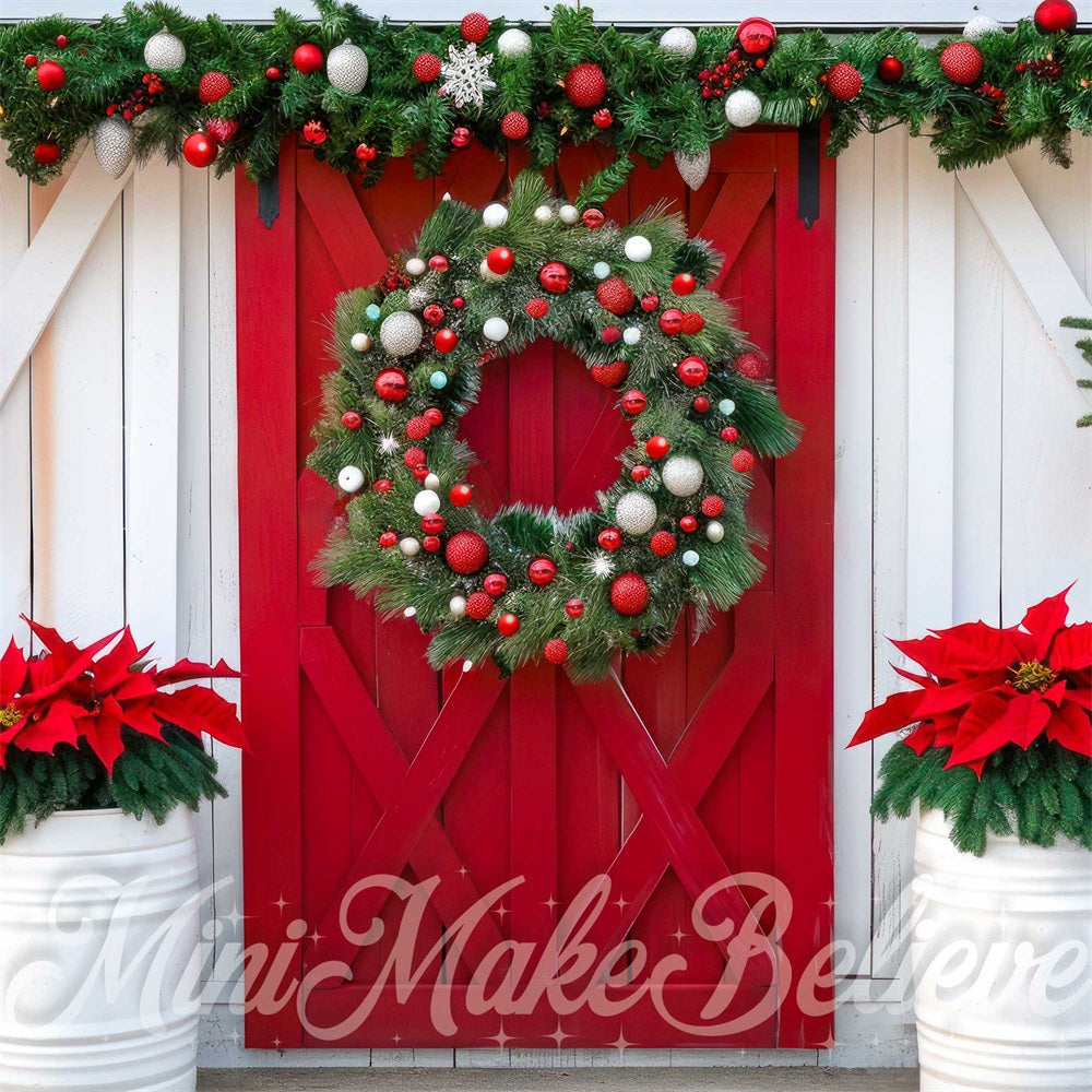 Kate Red Barn Door Backdrop Christmas Designed by Mini MakeBelieve