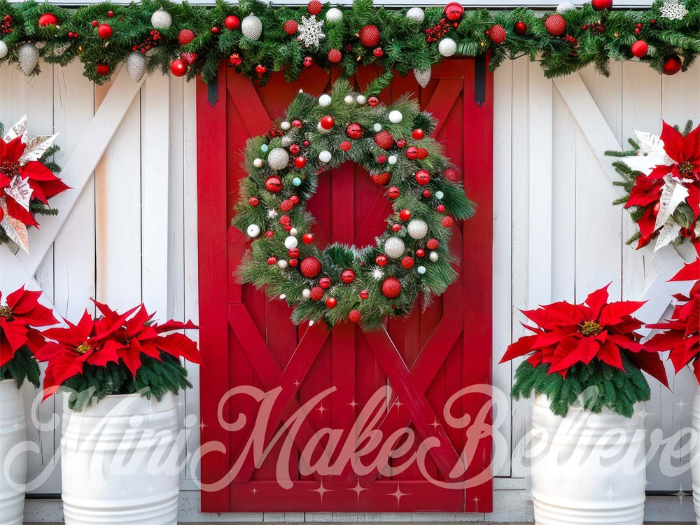 Kate Red Barn Door Backdrop Christmas Designed by Mini MakeBelieve