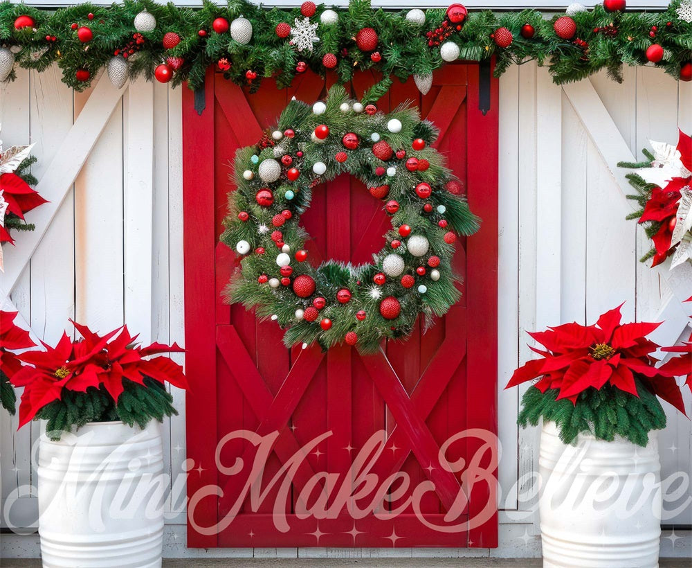 Kate Red Barn Door Backdrop Christmas Designed by Mini MakeBelieve