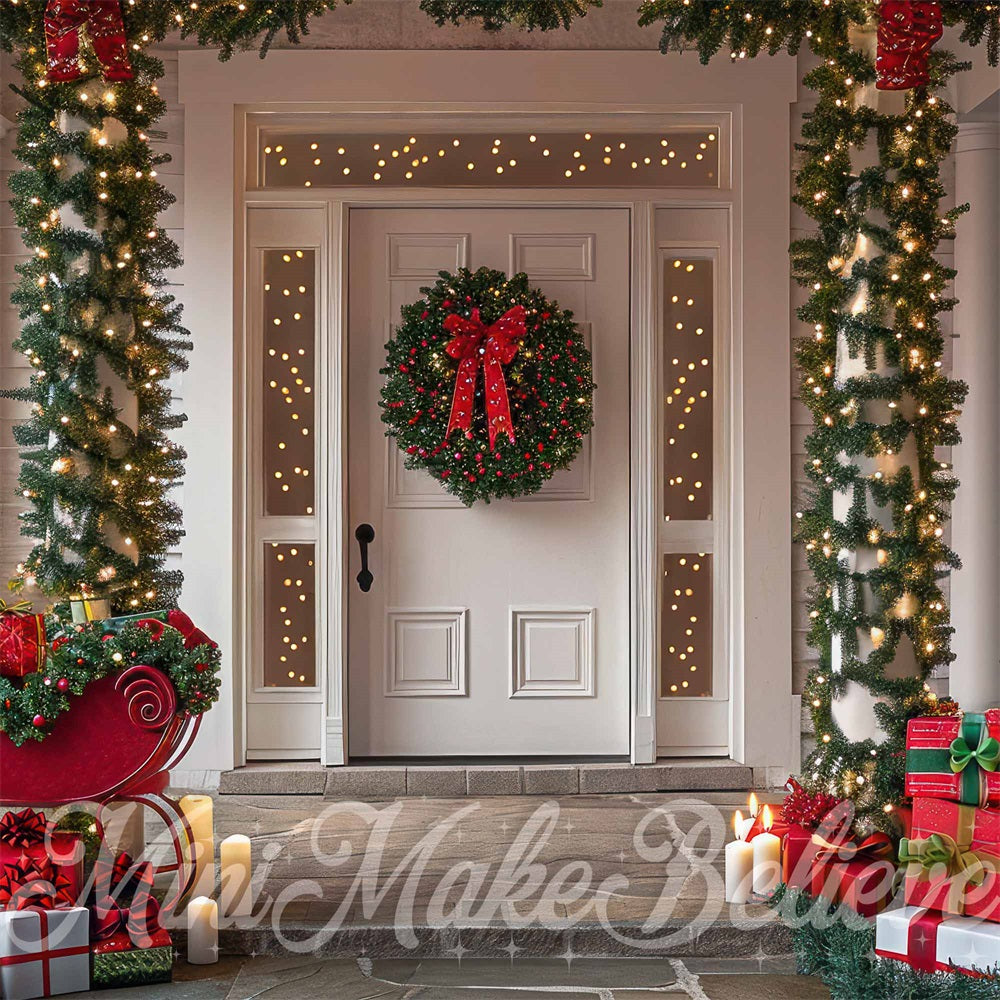 Kate Christmas Exterior Door Sleigh Backdrop Designed by Mini MakeBelieve