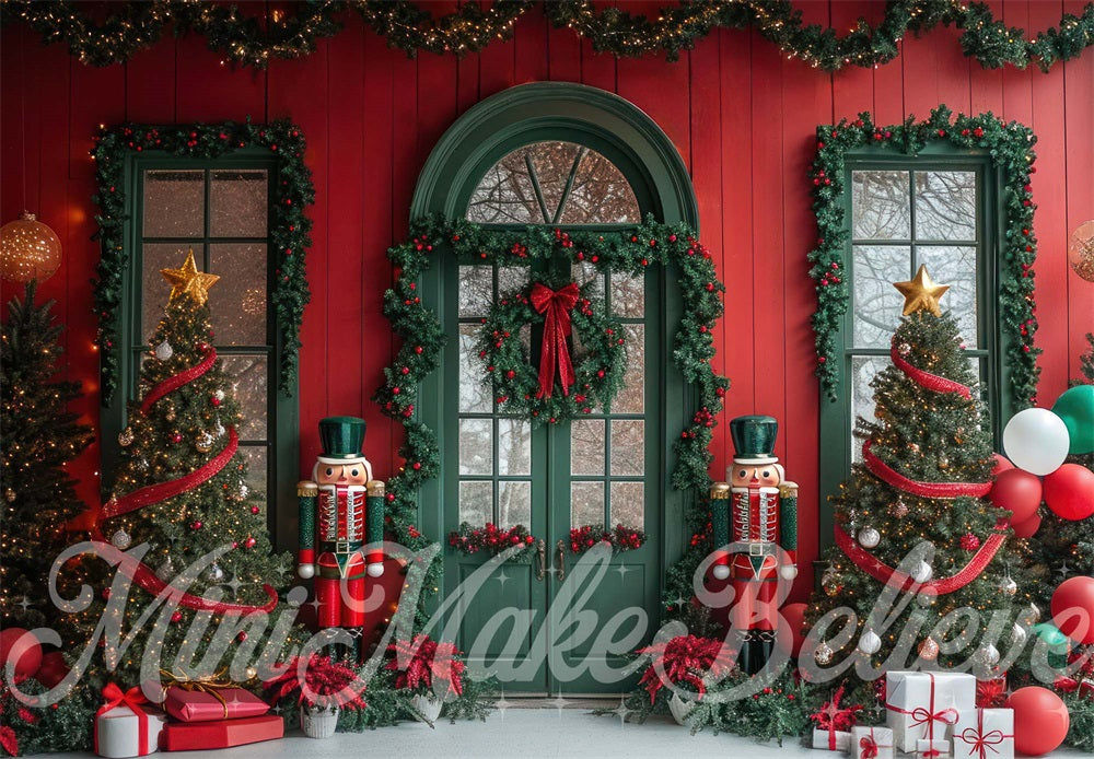 Kate Christmas Exterior Green Door Backdrop Designed by Mini MakeBelieve