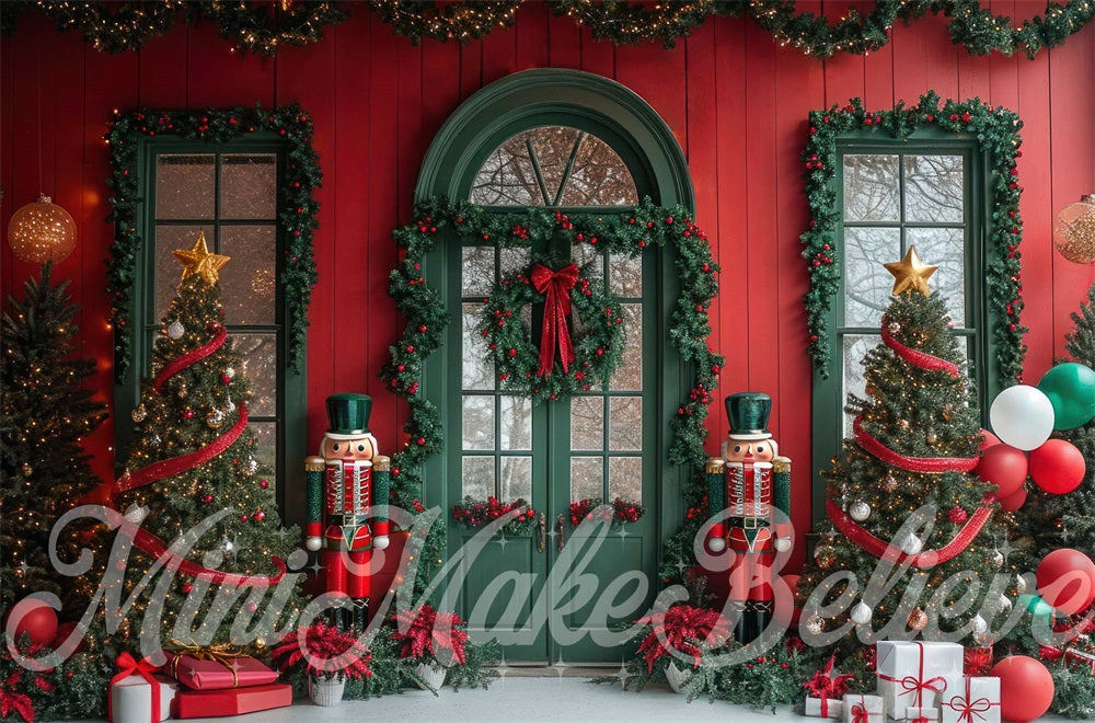 Kate Christmas Exterior Green Door Backdrop Designed by Mini MakeBelieve