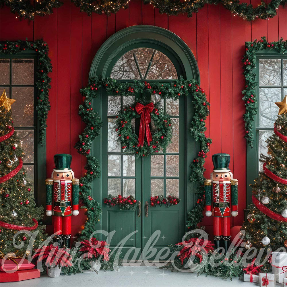 Kate Christmas Exterior Green Door Backdrop Designed by Mini MakeBelieve