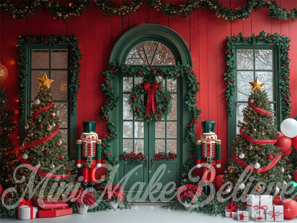 Kate Christmas Exterior Green Door Backdrop Designed by Mini MakeBelieve