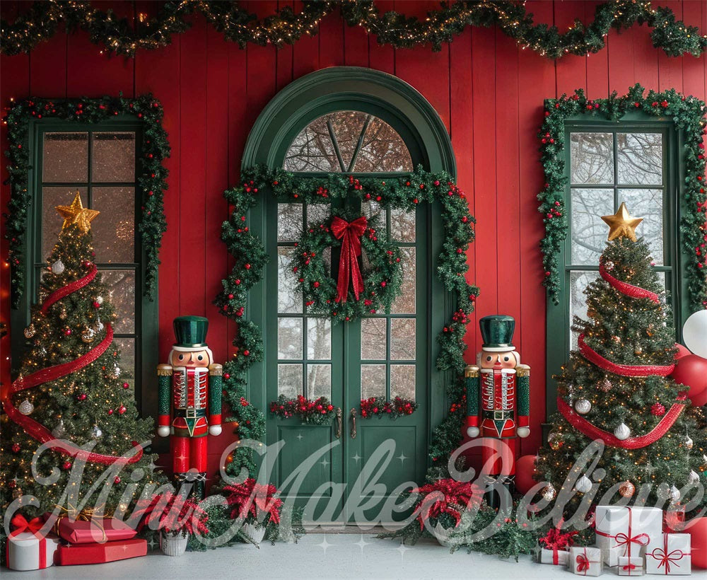 Kate Christmas Exterior Green Door Backdrop Designed by Mini MakeBelieve