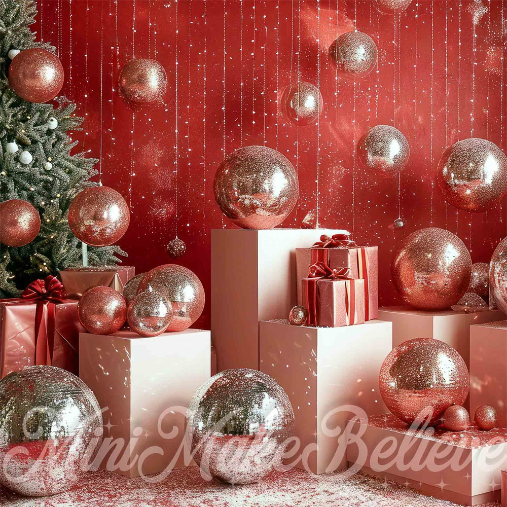 Kate Red Christmas Disco Backdrop Designed by Mini MakeBelieve