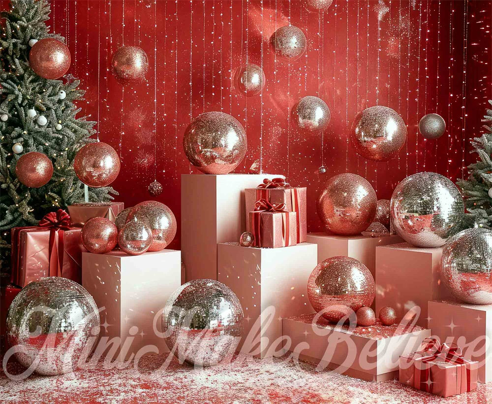 Kate Red Christmas Disco Backdrop Designed by Mini MakeBelieve