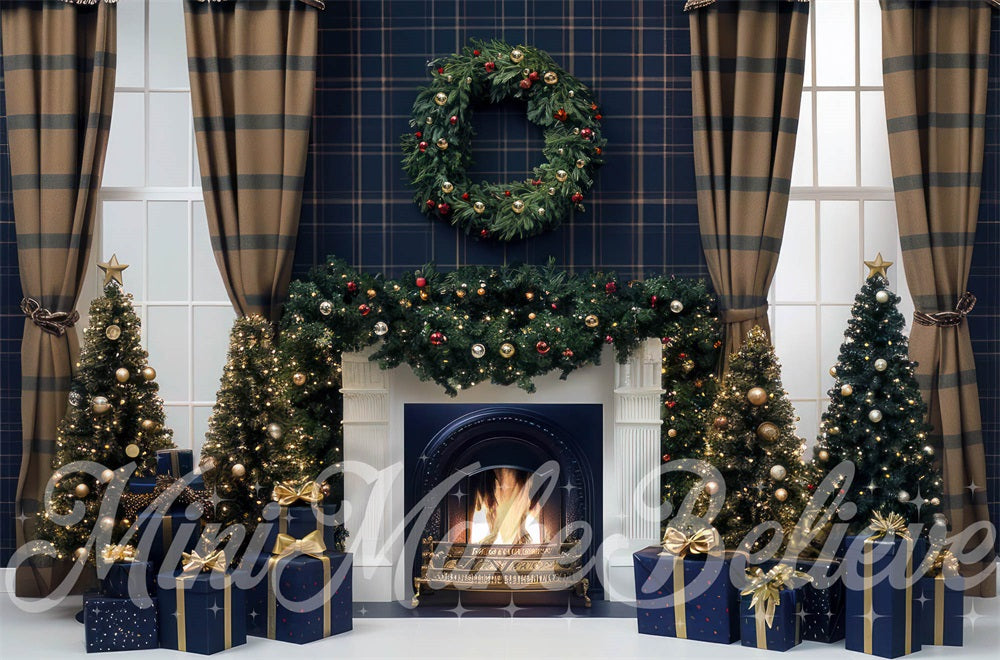 Kate Christmas Curtain Retro Fireplace Backdrop Designed by Mini MakeBelieve