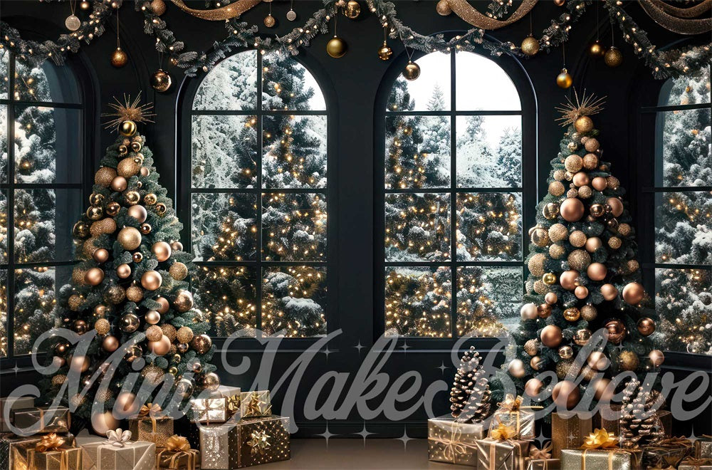 Kate Christmas Black Room Windows Backdrop Designed by Mini MakeBelieve