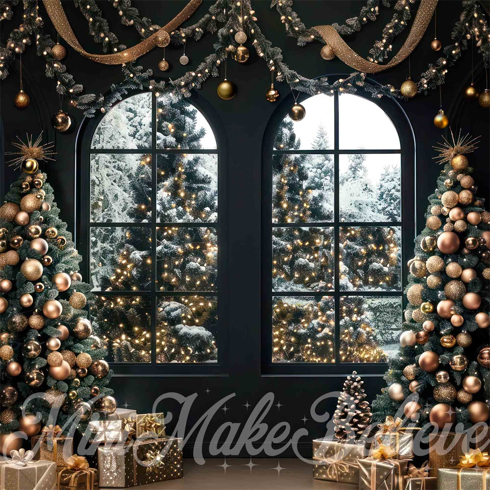 Kate Christmas Black Room Windows Backdrop Designed by Mini MakeBelieve