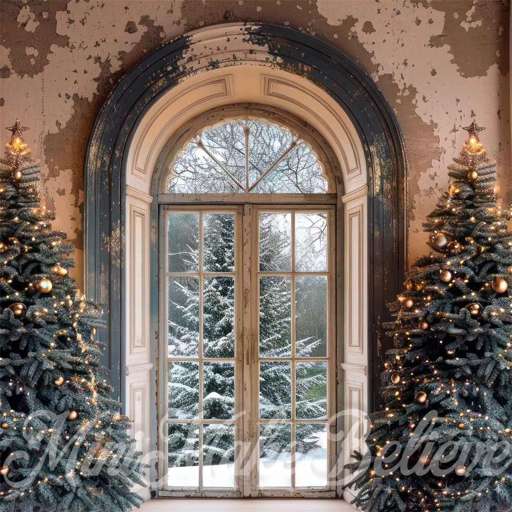 Kate Christmas White Retro Arched Door Backdrop Designed by Mini MakeBelieve