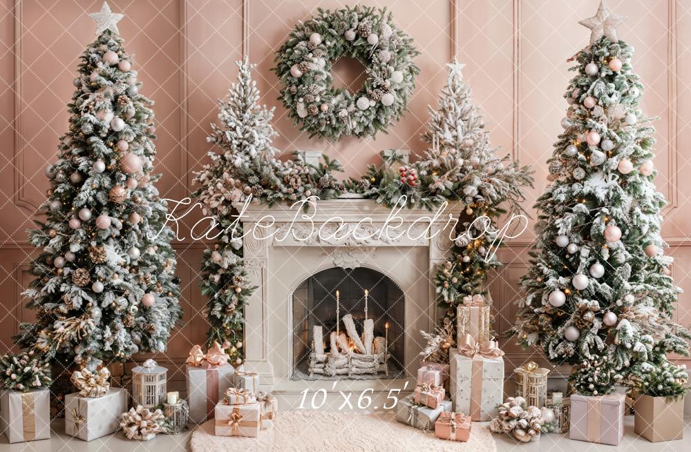 Kate Christmas Tree Fireplace Gift Wall Backdrop Designed by Emetselch