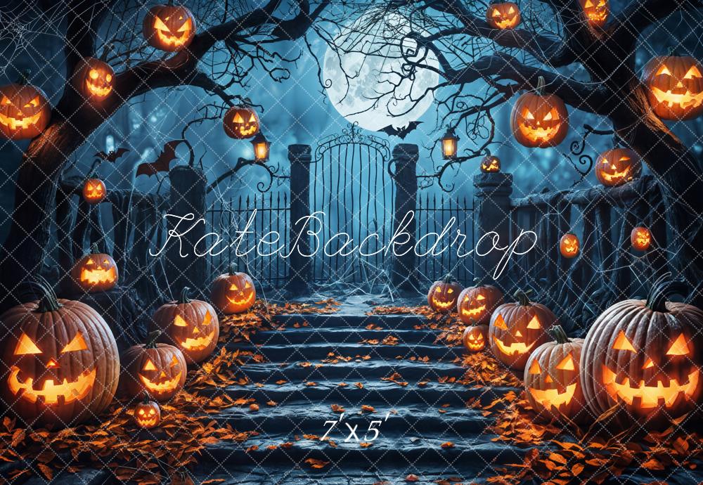 Kate Halloween Moon Pumpkin Lantern Backdrop Designed by Emetselch