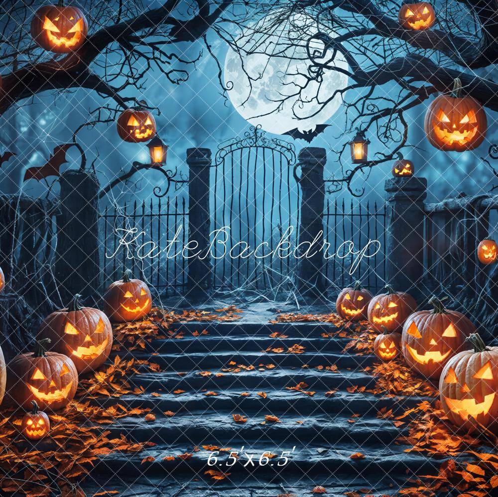 Kate Halloween Moon Pumpkin Lantern Backdrop Designed by Emetselch