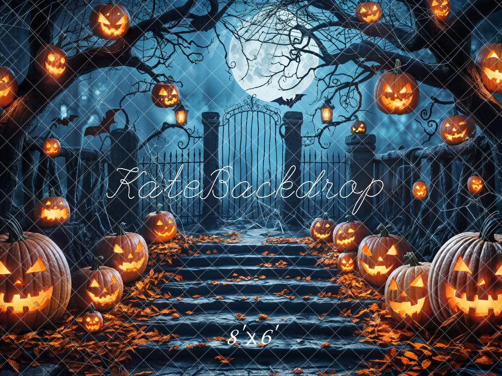 Kate Halloween Moon Pumpkin Lantern Backdrop Designed by Emetselch