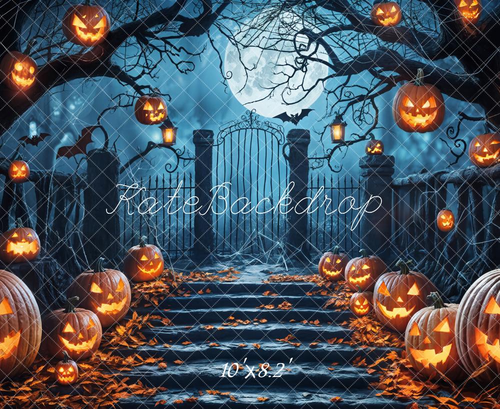 Kate Halloween Moon Pumpkin Lantern Backdrop Designed by Emetselch